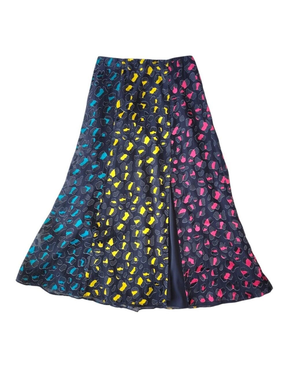 Alice + Olivia Jenessa Rainbow Leopard Skirt Silk Size 0